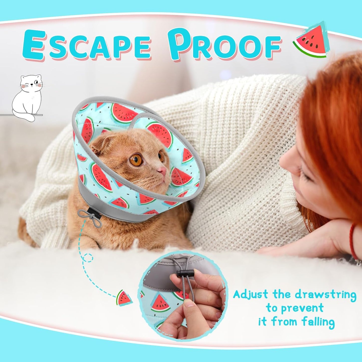 Cat Cone Collar Soft to Stop Licking, Adjustable, Foldable Lightweight Kitten Cones After Surgery Recovery for Cats & Kittens, Cat Cone Alternative (Blue, M)