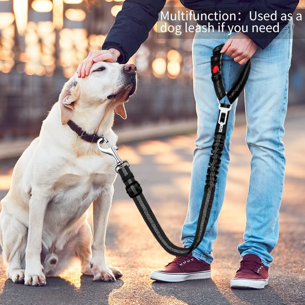 2 Piece Set Dog Seat Belt - Retractable Car Seatbelts, Adjustable Pet Restraint for Vehicle Headrest, Heavy Duty, Elastic & Durable Harness