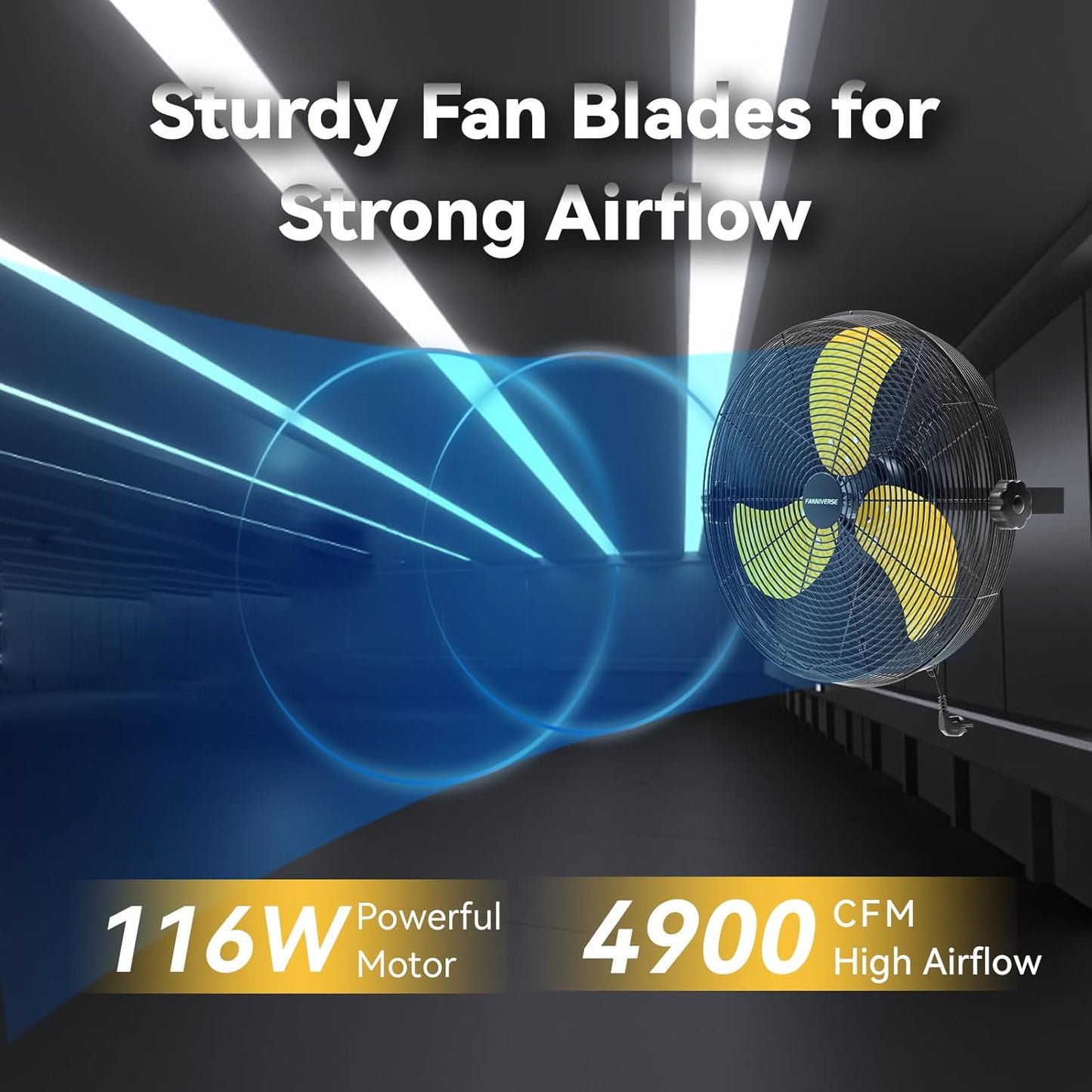 2PCS 18 Inch Wall Fan Pro Series - 4900 CFM 3 Speed High Velocity Industrial Wall Mount Fans for Commercial, Residential, Warehouse, Covered Patio, Shop, Garage, Barn, Gazebo UL Safety Listed