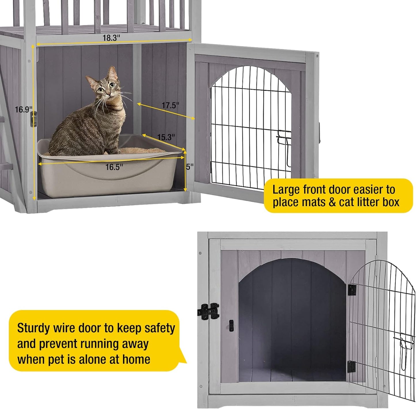 Aivituvin Dog House Feral Cat House Outdoor and Indoor,Pet Houses with Stairs,2 Storys