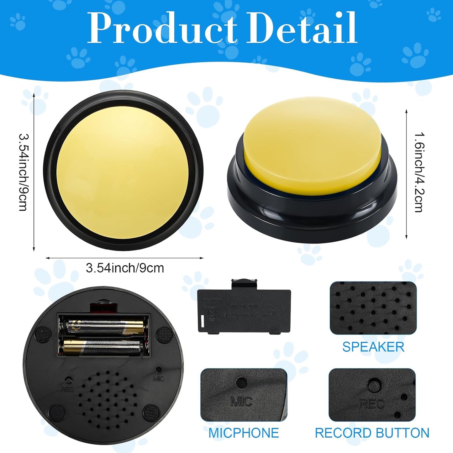 Jerify 16 Pieces Dog Buttons for Communication Voice Recordable Cat Dog Talking Buzzers Set with Stickers 30 Seconds Pet Speech Training Buttons for Pet Cat Training Interactivity(Classic Colors)