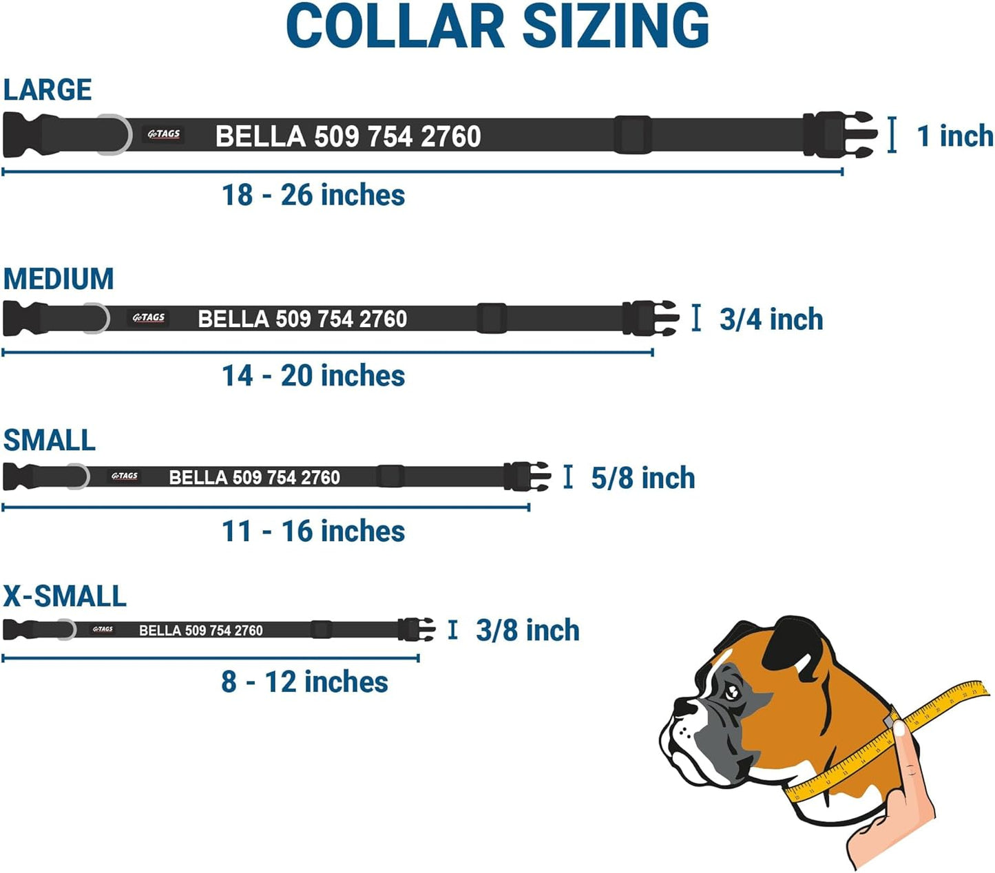 GoTags Reflective Personalized Dog Collar with Nameplate, Adjustable Dog Collar with Custom Engraved Steel Slide On Pet ID Tag, Silent, No Noise Dog Tag for Large Medium or Small (Lavender, Large)
