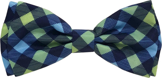 Huxley & Kent Pet Bow Tie for Dogs & Cats - Adjustable Hook & Loop Collar Accessory - Cute & Comfortable for Holidays & Celebrations - Navy Check, Extra-Large