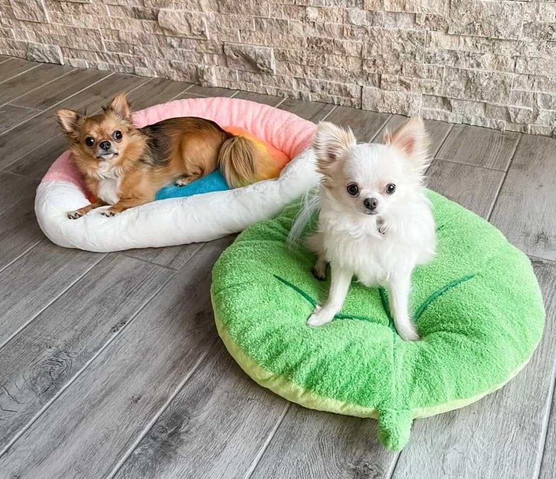 TONBO Soft Plush Extra Small Cute and Cozy Leaf Dog Cat Bed, Washer and Dryer Friendly (Leaf)