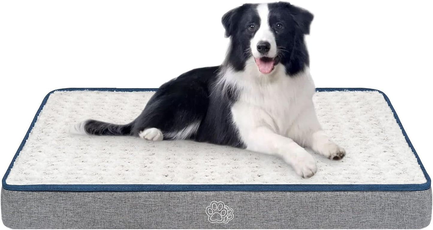 EMPSIGN Reversible Cool and Warm Dog Bed for Crate Pad, Pet Beds with Washable and Removable Cover, Dog Crate Beds Sleeping Mats, Beds for Dogs Crate for Large Medium Small Dogs, Grey