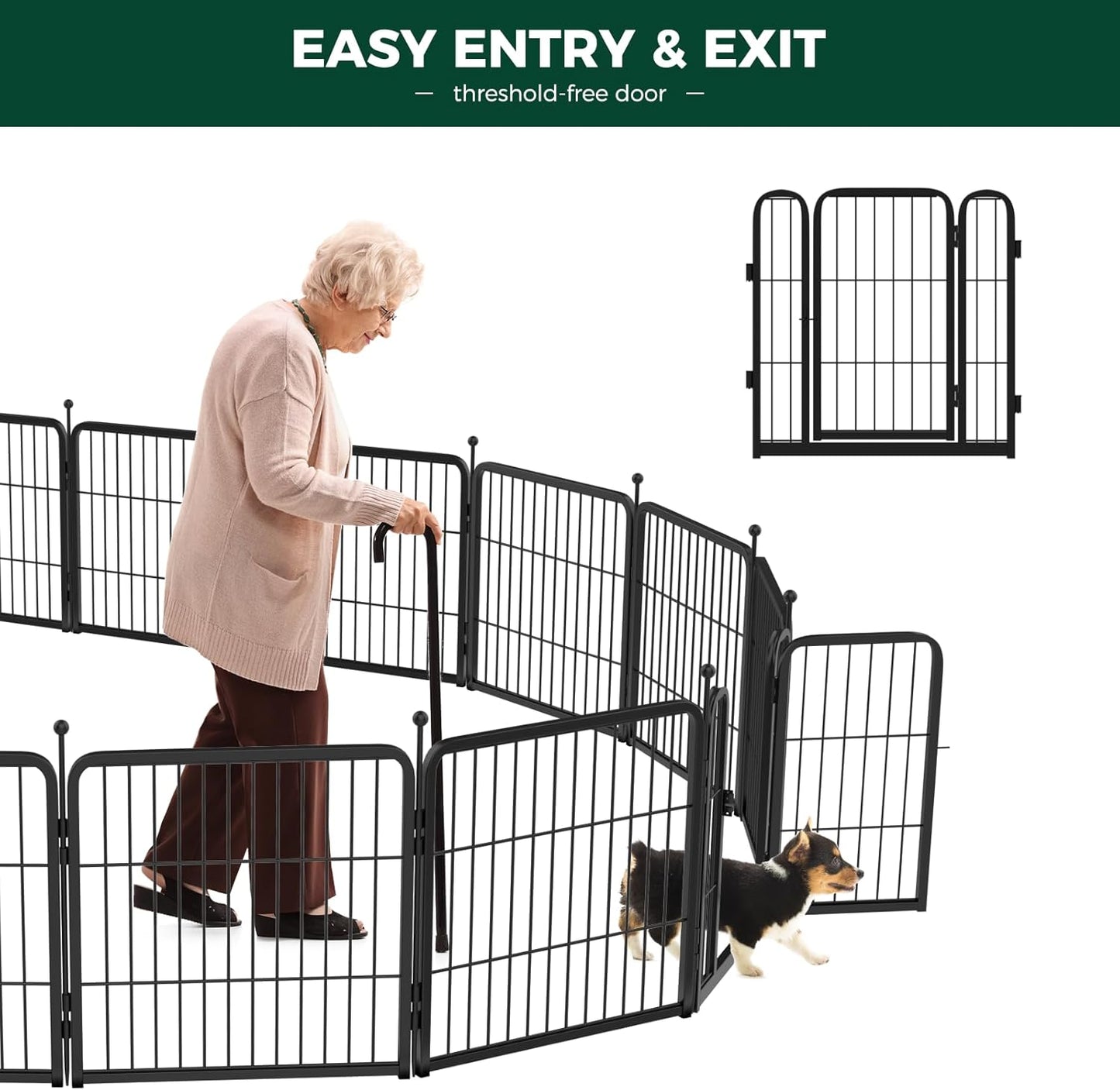 FXW Rollick Unleashed Dog Playpen for Indoor, Yard, RV Camping, 24 inch 48 Panels for Small and Puppy Dogs, Black│Patented
