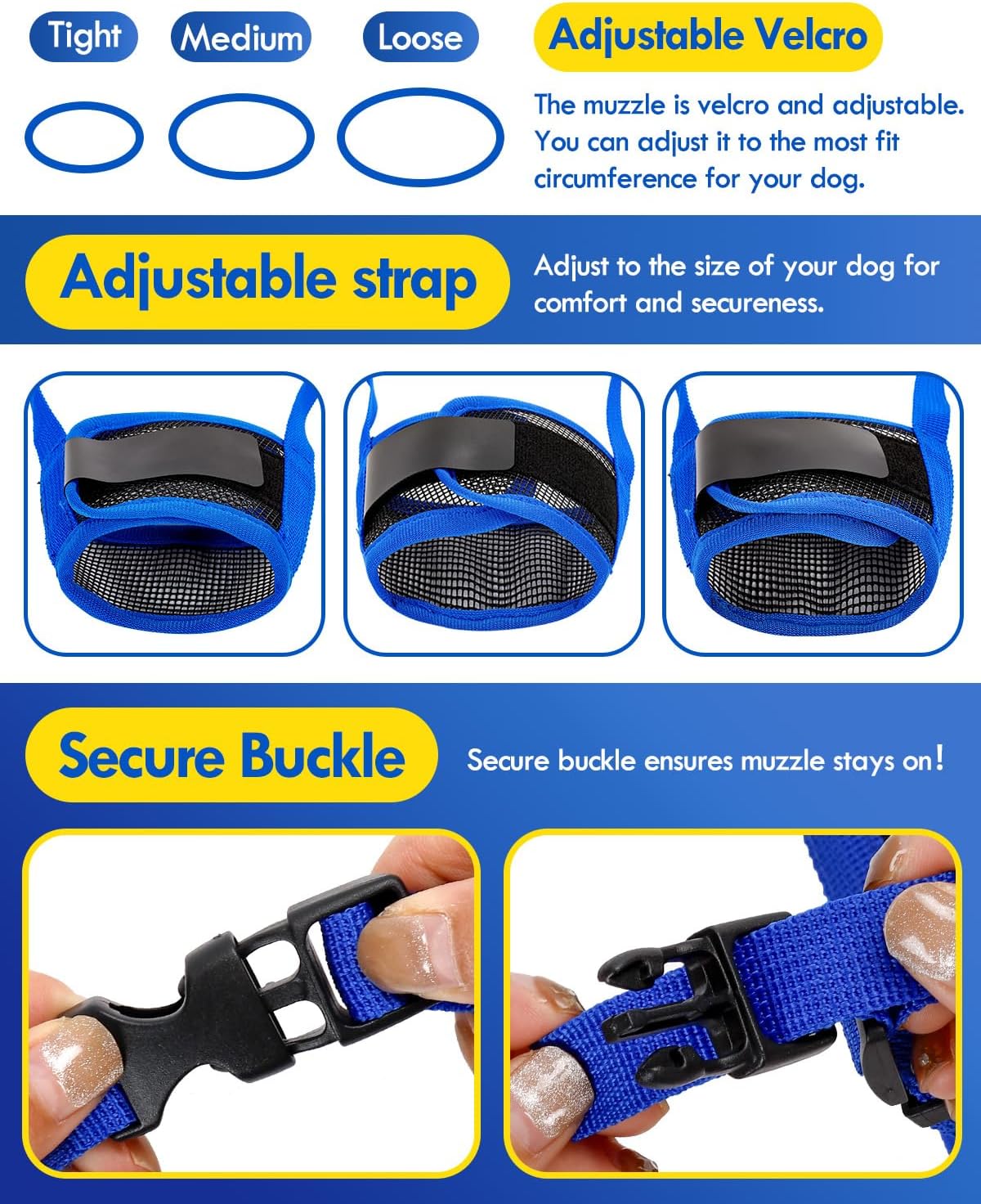 Dog Muzzle, Soft Air Mesh Muzzle for Small Medium Large Dogs Anti Biting Barking Chewing, Breathable Drinkable Adjustable Loop Pets Muzzle for German Shepherd Husky Labrador Retriever (Blue,M)