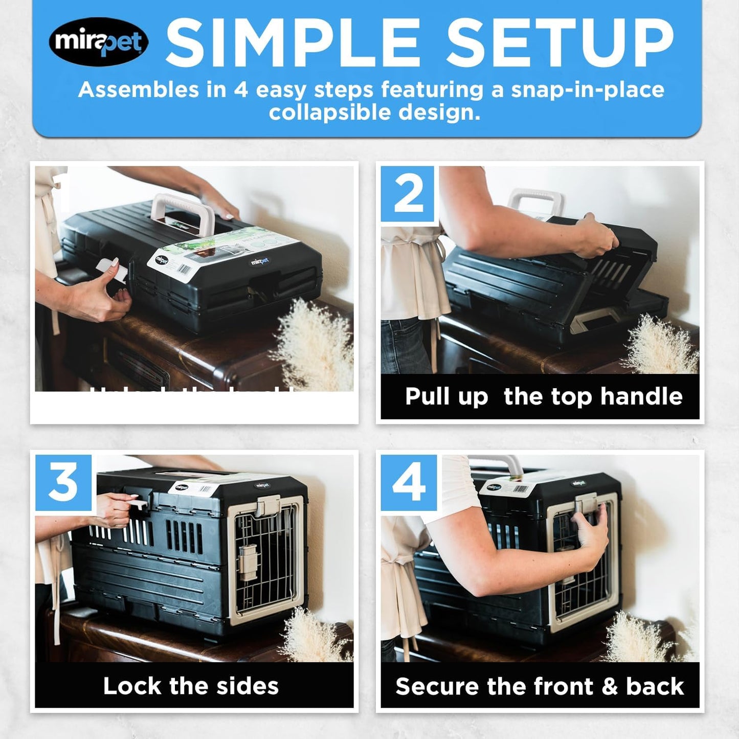 USA Pet Carrier & Crate 26" - Premium Collapsible Design for Medium Cats and Dogs - Portable Kennel for Indoor/Outdoor Use - 360-Degree Ventilation & Hard Plastic Wall Protection