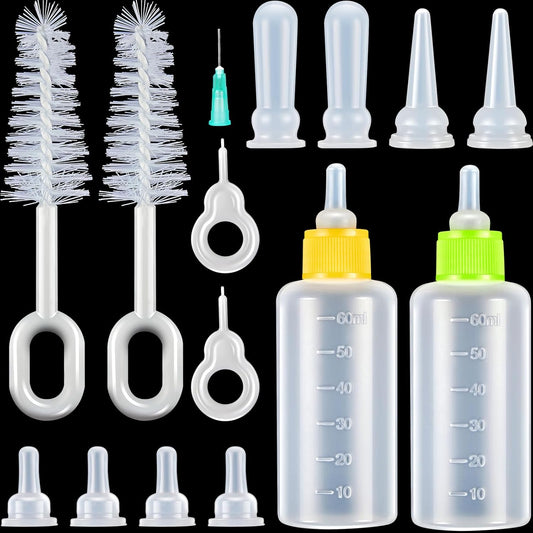 Tondiamo 16 Pieces Pet Feeding Bottle Kit Kitten Bottles Kitten Milk Replacer Puppy Milk Feeder with Replacement Nipples Puppy for Small Animals Newborn Dog and cat Nursing Supplies