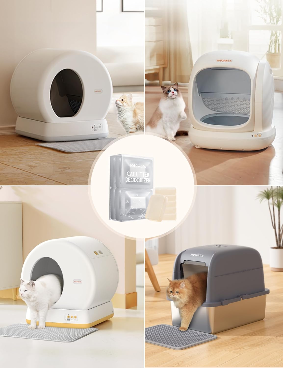 MeoWant Pet Odor Eliminator- 30-Day Continuous Automatic Cat Litter Box Odor Deodorant Gel Only Suitable for MW-SC01 / MW-SC02/MW-LB02 Cat Litter Box (6Pcs)
