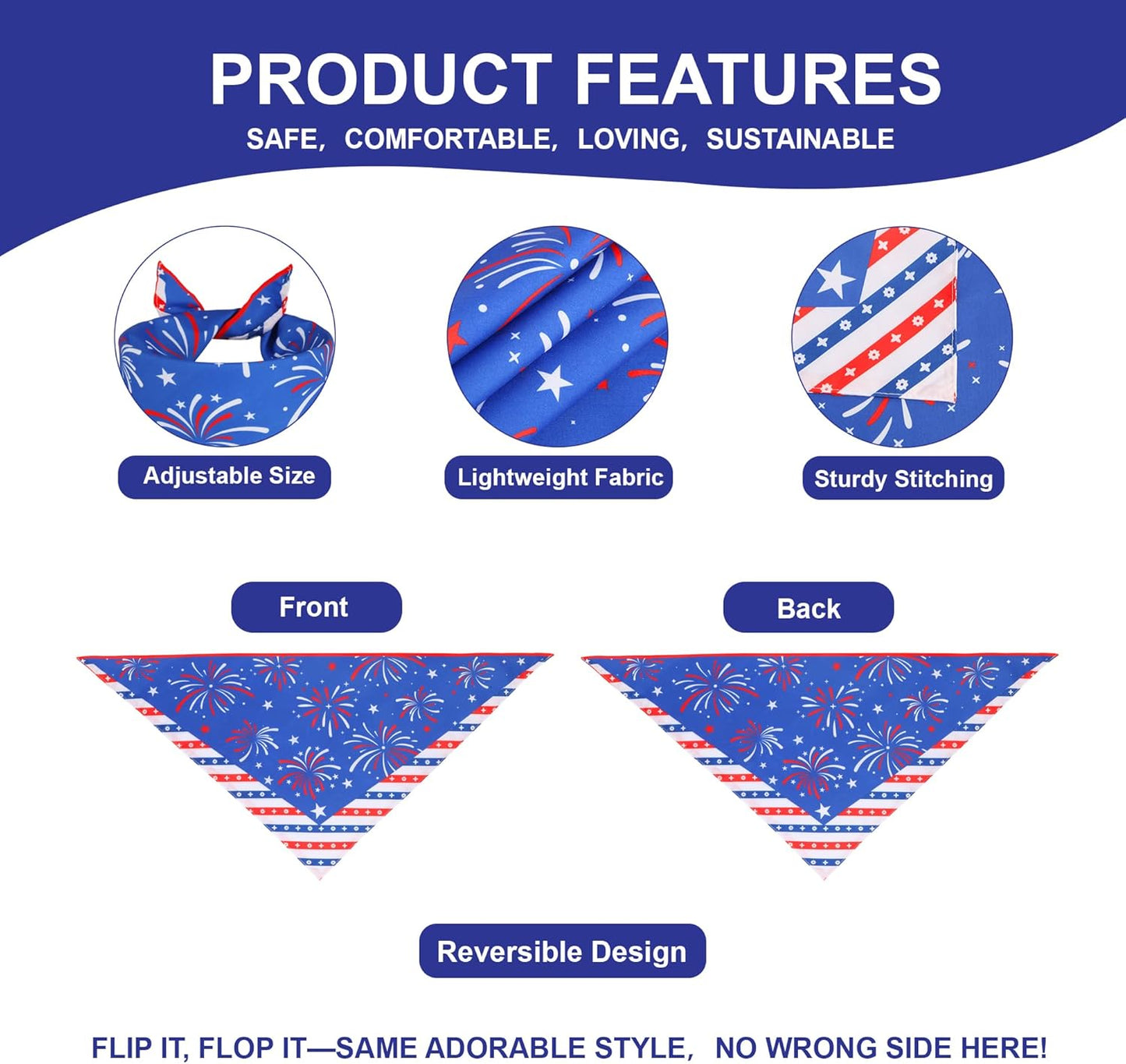 4th of July Cooling Dog Bandana 1-Pack for Small to Medium Dogs - Patriotic Bandanas with American Flag Design, Breathable & Quick-Dry Pet Accessories