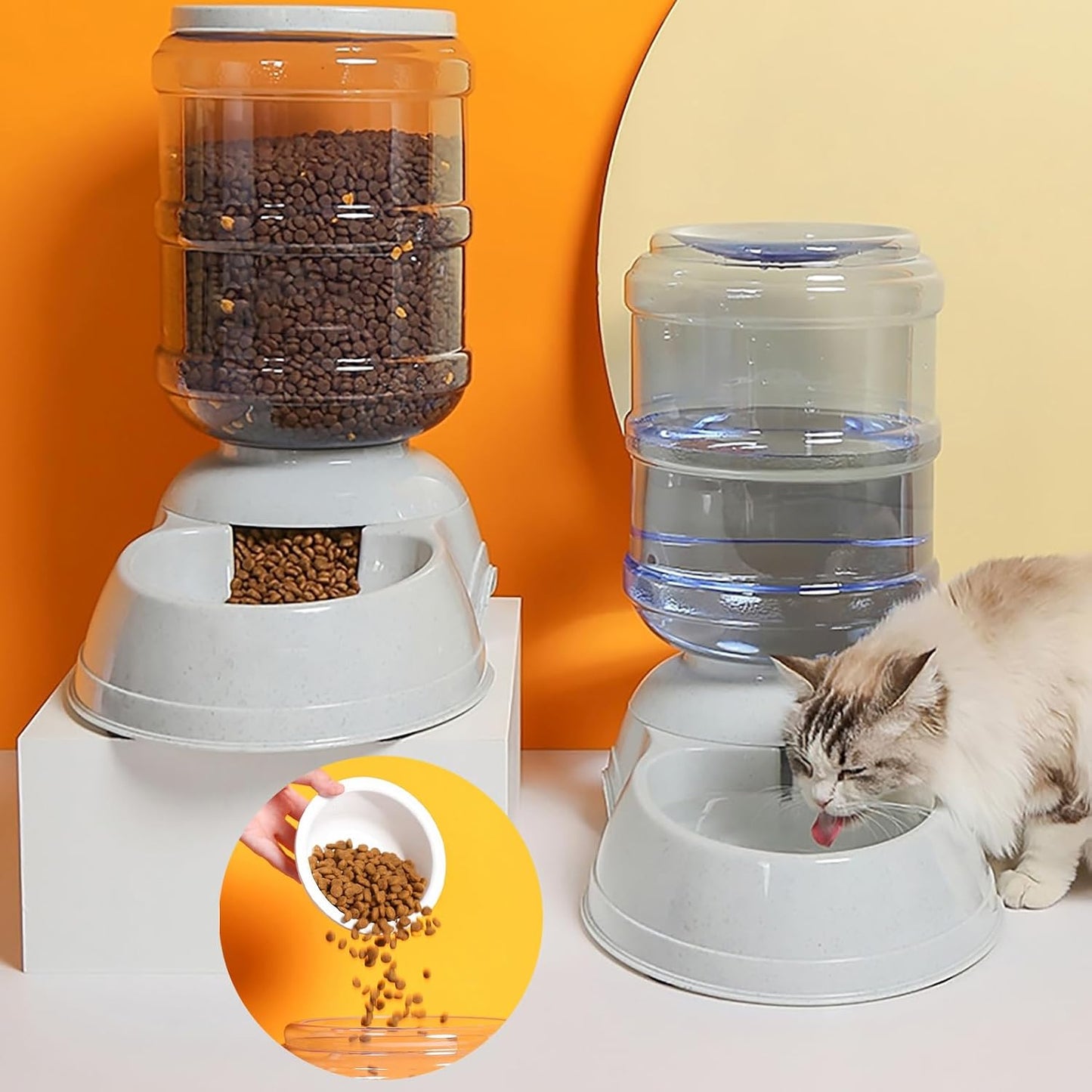 Automatic Dog Feeders, Dog Feeder Dispenser for Large Dogs, 3 Gallon Gravity Automatic Dog Cat Feeder Station, Dry Food Storage Container Bowl for Adult Dogs