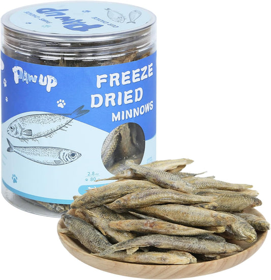 Freeze Dried Minnows Cat Treats – 100% Natural, Single-Ingredient Pet Snacks – Rich in Omega-3, Grain-Free – Healthy Training Rewards & Meal Toppers for Dogs & Cats, 2.8 oz