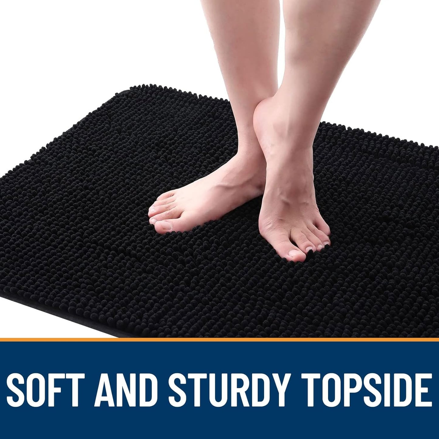 OLANLY Dog Door Mat for Muddy Paws 47x20, Absorbs Moisture and Dirt, Absorbent Non-Slip Washable Doormat, Quick Dry Chenille Mud Mat for Dogs, Entry Indoor Entryway Carpet for Inside Floor, Black