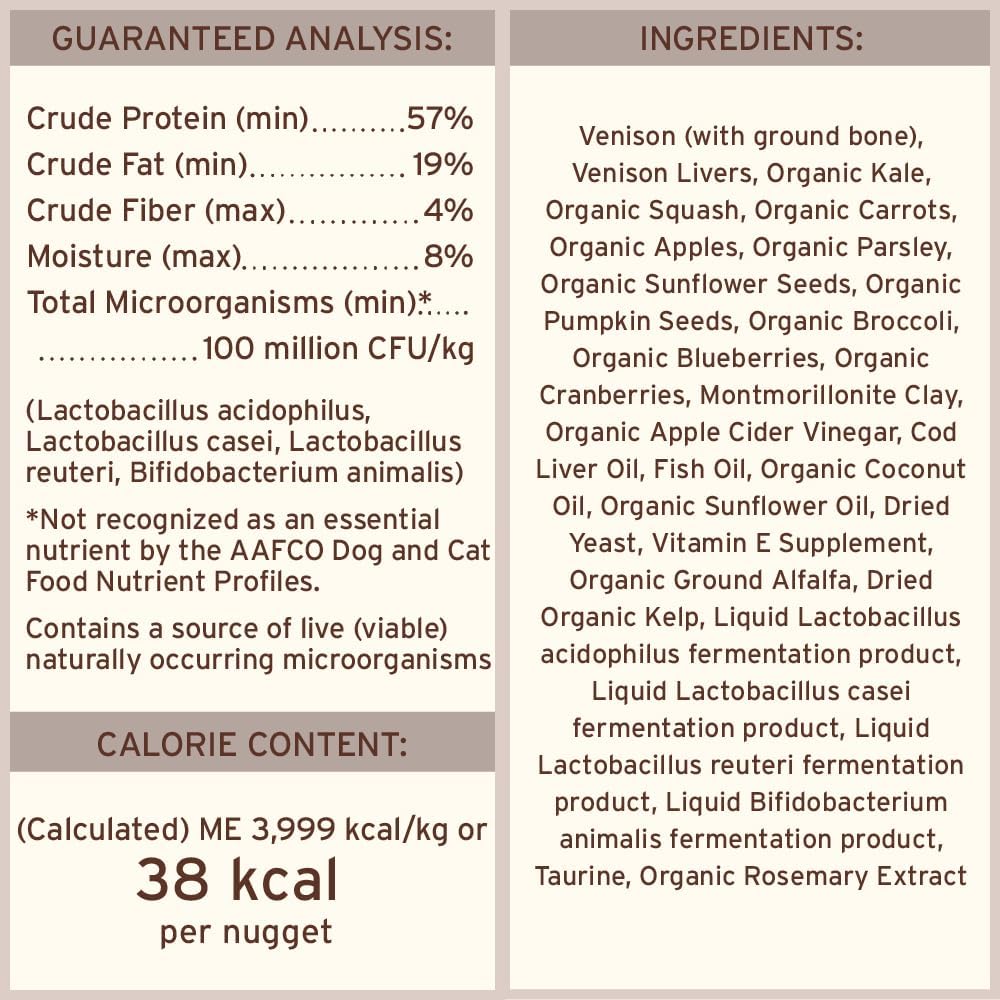 Primal Freeze Dried Raw Dog Food Nuggets, Venison, Complete & Balanced Meal, Also Use as Topper or Treat, Premium, Healthy, Grain Free, High Protein Raw Dog Food, 5.5 oz
