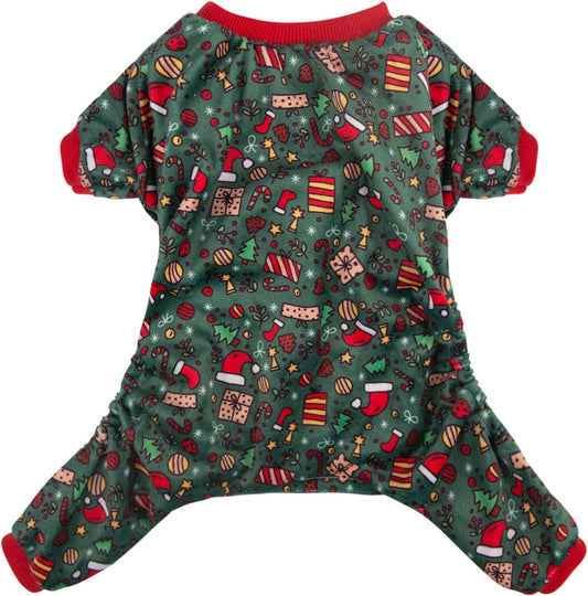 CuteBone Dog Christmas Pajamas Puppy Onesies Small Dogs Soft Pjs Coat Cat Apparel Comfy Pet Clothes Outfit Doggie Bodysuit P111XS