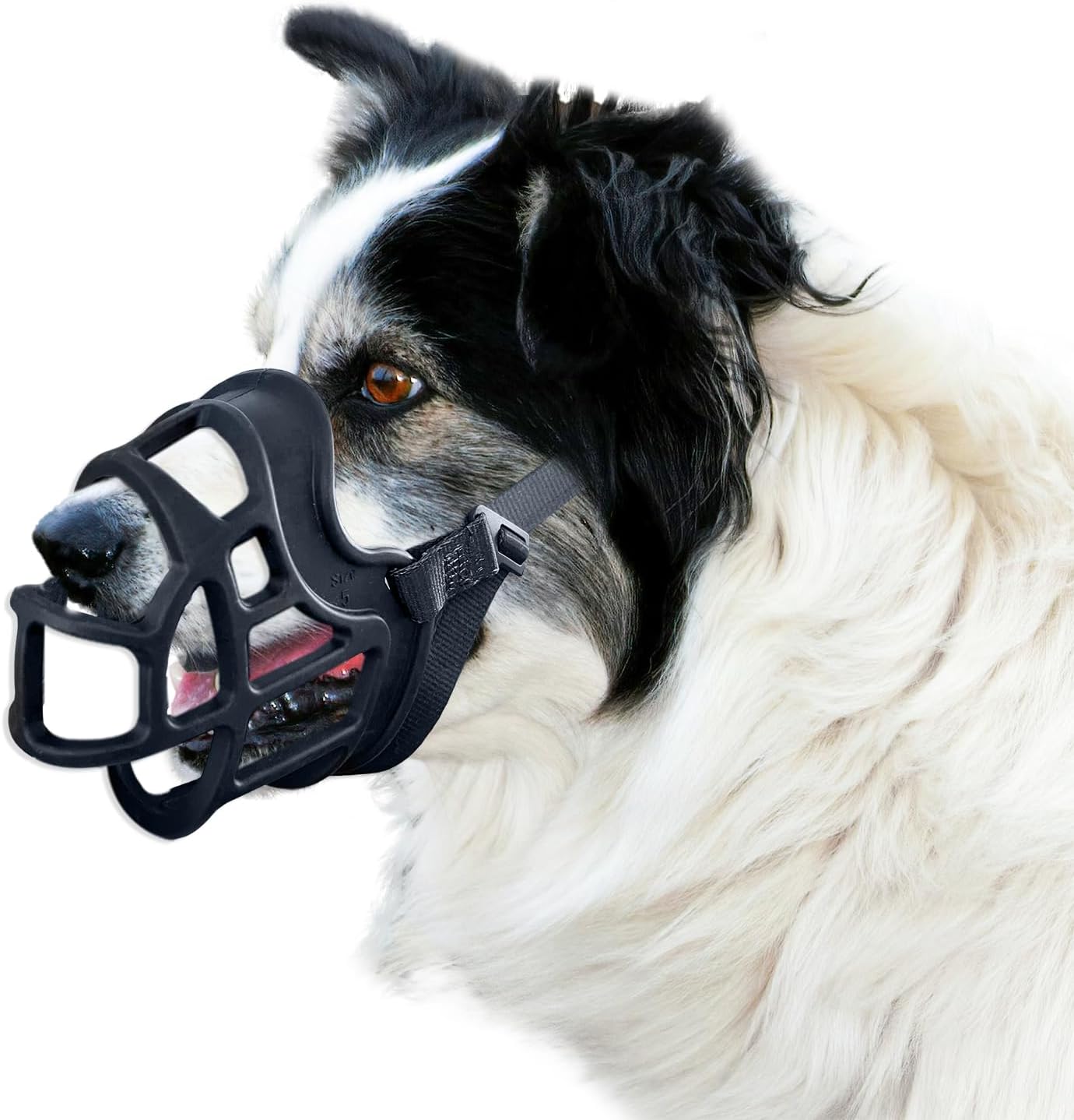 Dog Muzzle, OKKIC Basket Muzzle Anti Biting Chewing, Sturdy Lightweight Muzzle Allows Panting Drinking,Muzzle for Small Medium Large Dogs, Suitable for Grooming Trimming Training (Black, Size5)