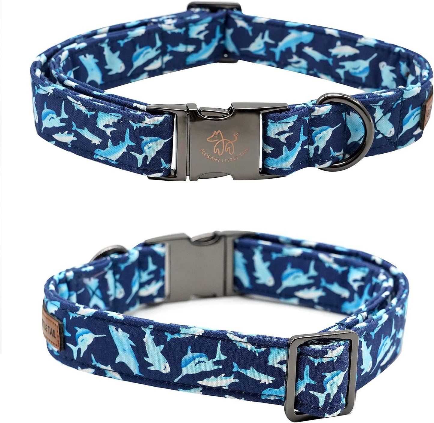 Elegant little tail Dog Collar with Bow, Shark Print Adjustable Dog Collar Cute Bowtie Dog Collar Boy Pet Collar for X-Small Puppy and Cat