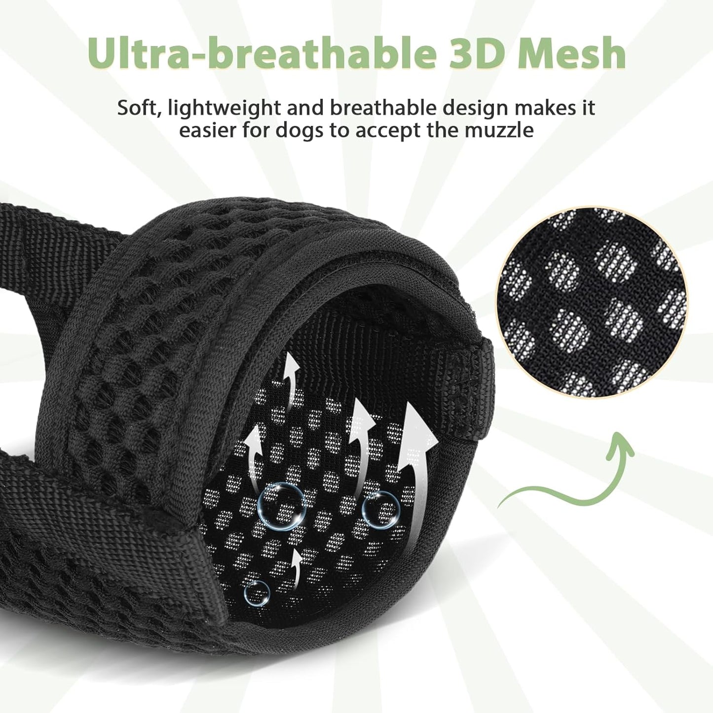 Mayerzon Dog Muzzle with Hook and Loop for Large Medium Small Dogs, Patented Soft Mesh Beagle Labrador Puppy Muzzles for Biting Chewing Grooming, Breathable, Adjustable, Allows Panting Drinking