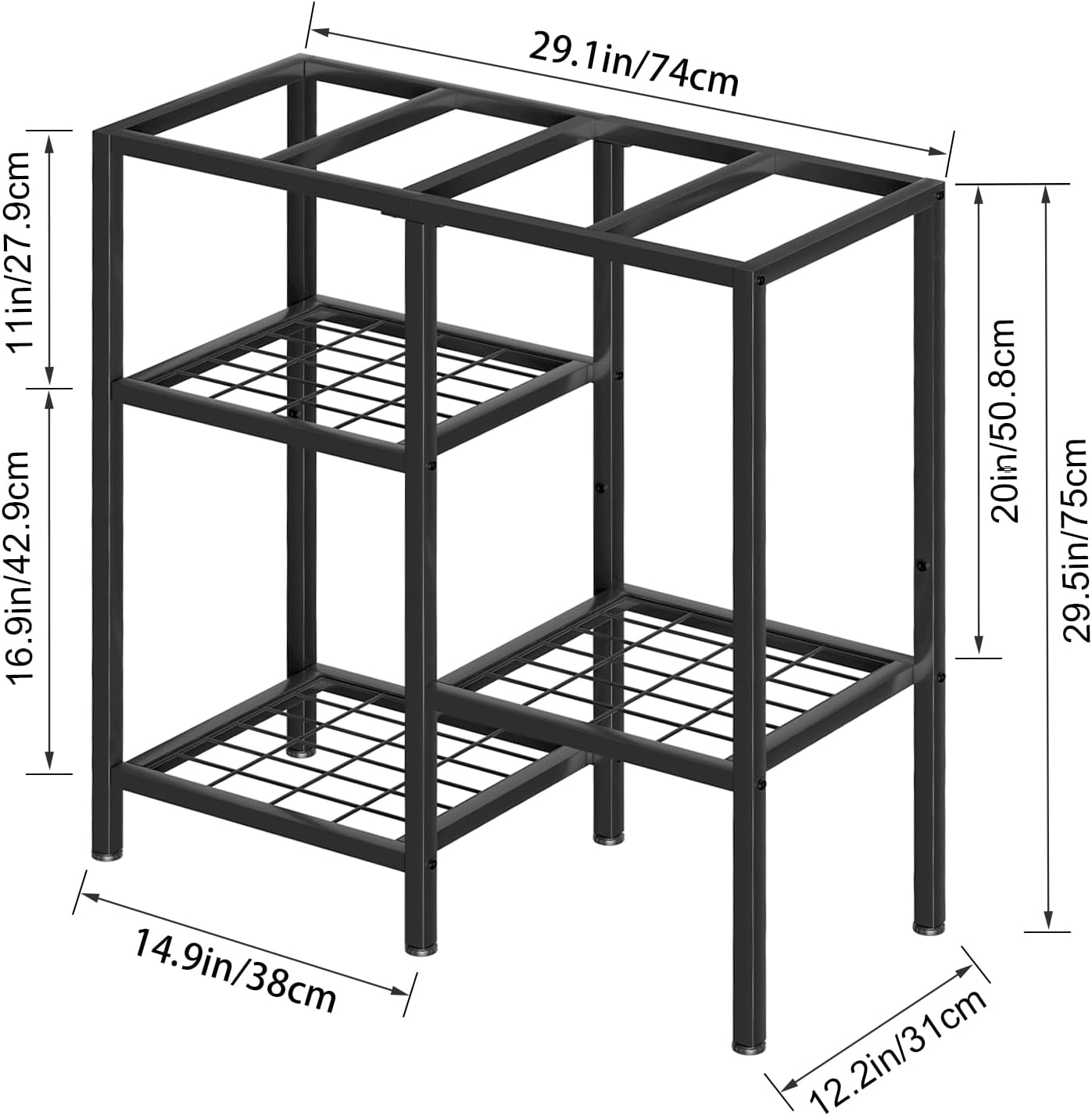CADUKE Aquarium Stand 20 Gallon, Metal Fish Tank Stand, Aquarium Rack Stand for Fish Tank Accessories , 3 Tier Turtle Reptile Terrarium Stand for Living Room Office