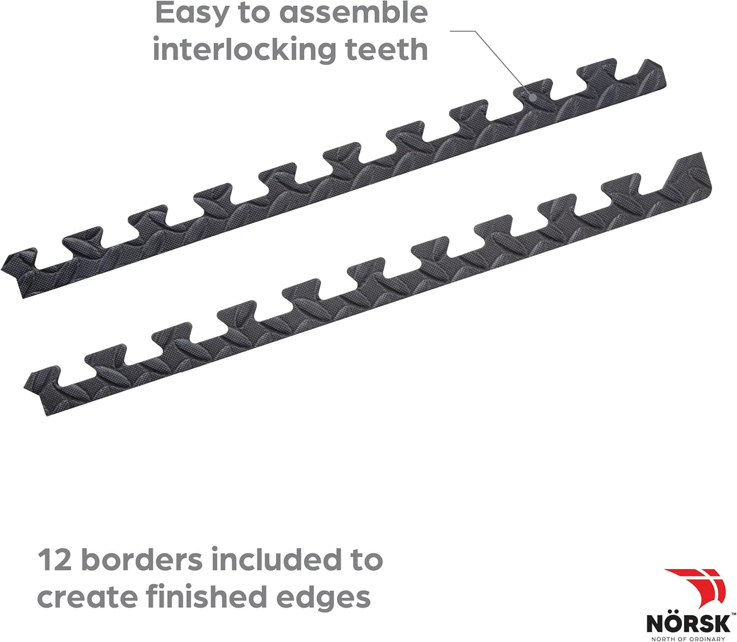 Norsk Foam Floor Gym Mats with Interlocking Tiles, .47" Thick, 24"x24", 18-Pack, 72 Square Feet, Diamond Plate Design, Grey