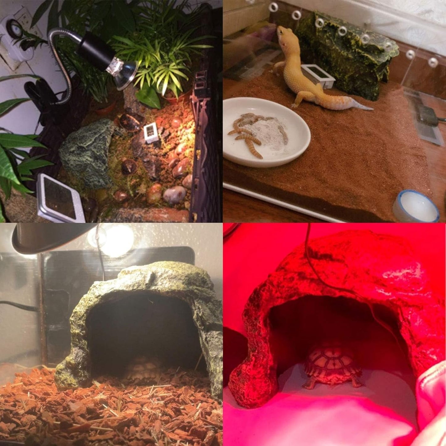 BNOSDM Reptile Hideout,Large Tortoise Hide Cave,Resin Rock,Bearded Dragon Hideaway,Turtle Basking Platform,Reptiles Habitat Decor Tank Accessories for Lizards Gecko Snakes Chameleon Frogs
