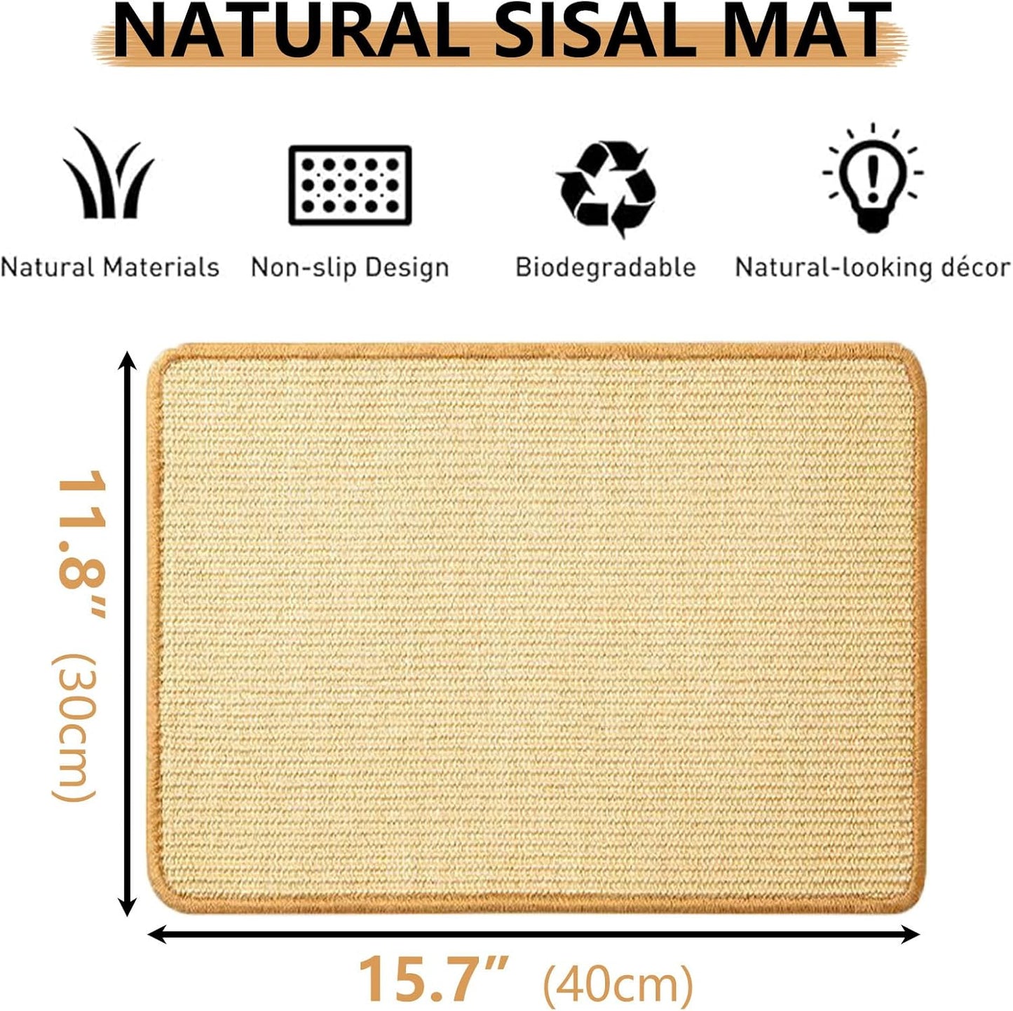 Oncpcare 2PCS Rabbit Scratch Mat Natural Bunny Scratching Pad Claws and Teeth Care Rabbit Mats for Cages Chew Toys for Bunny Pet Cage Bedding for Biting Sleeping Nesting, 16x12