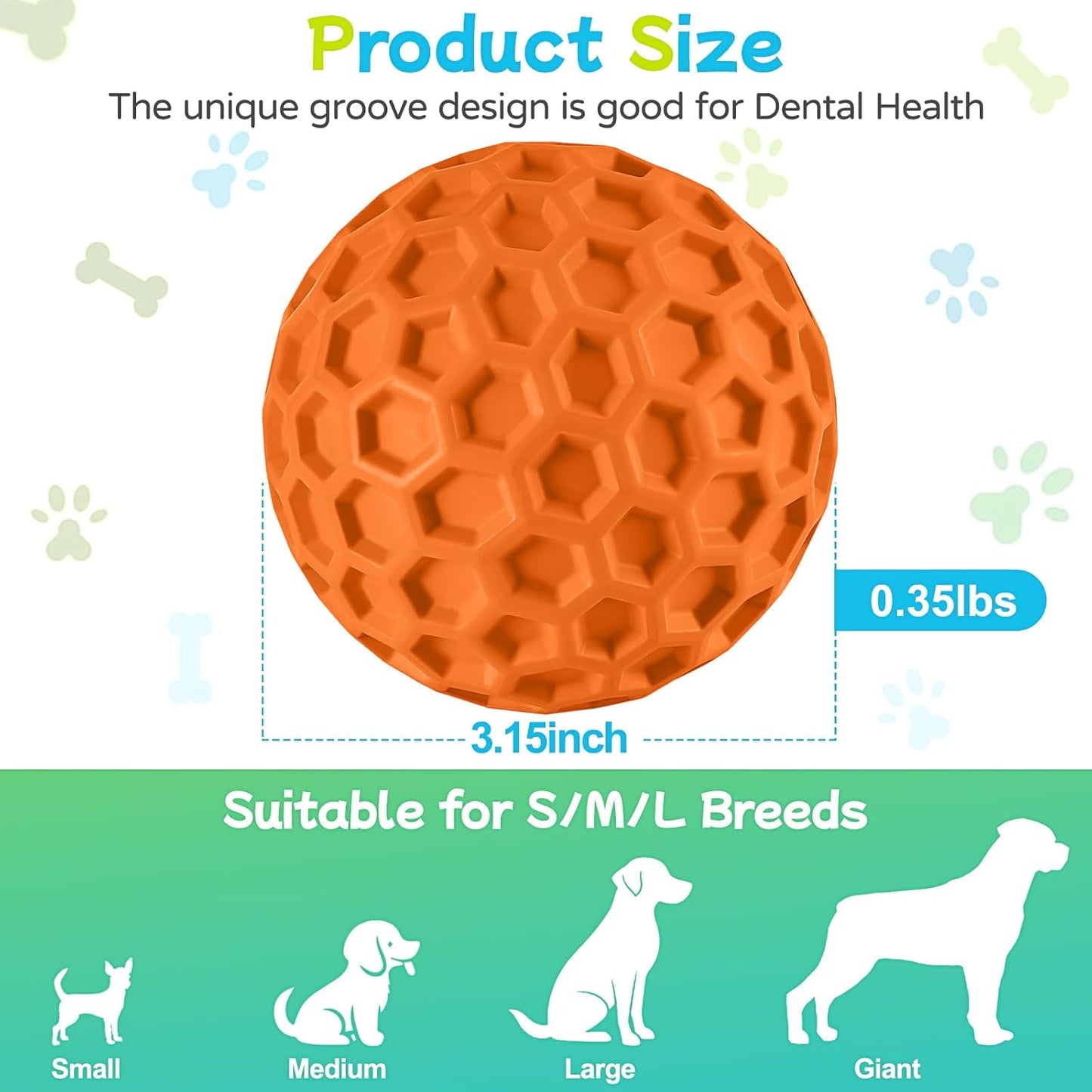 LUKITO Dog Chew Toys, Dog Toys for Aggressive Chewers Large Breed, Interactive Squeaky Balls, Tough Dog Toys with Natural Rubber for Large and Medium Small (3 Balls)
