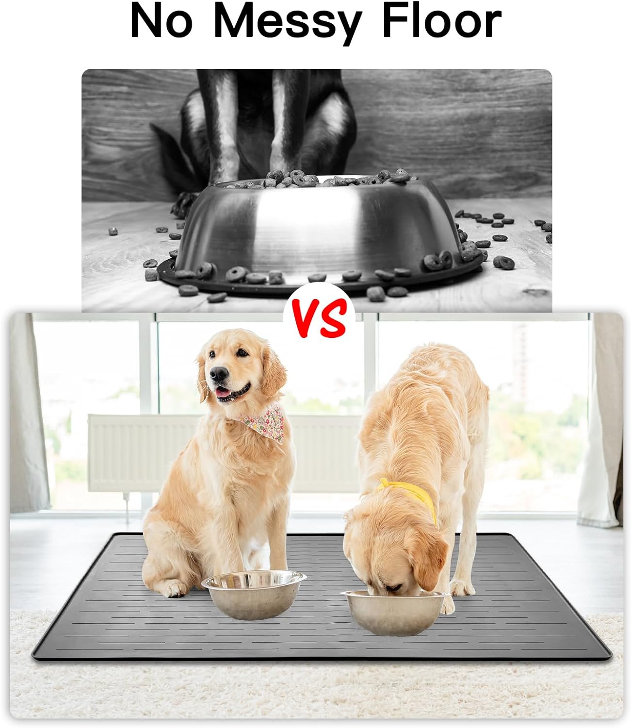 32" x 24" Large Pet Food Mat, Silicone Dog Mats for Food and Water, Nonslip Pet Feeding Mats for Floors,Dog Cat Bowl Mat with Raised Edges, Dark Green
