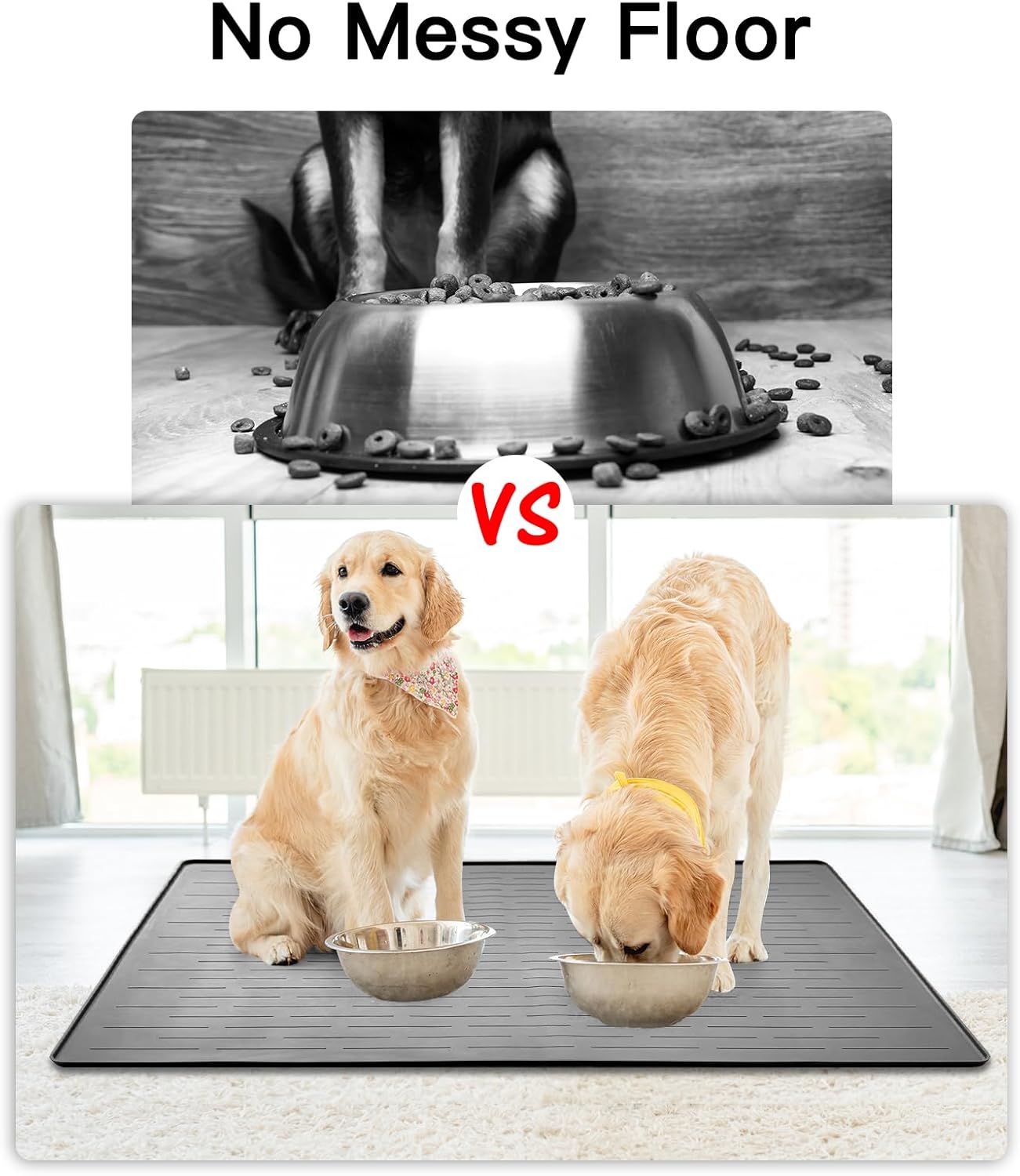 48" x 32" Largest Pet Food Mat, XXXL Silicone Dog Mats for Food and Water, Nonslip Pet Feeding Mats for Floors,Dog Cat Bowl Mat with Raised Edges, Lake Blue