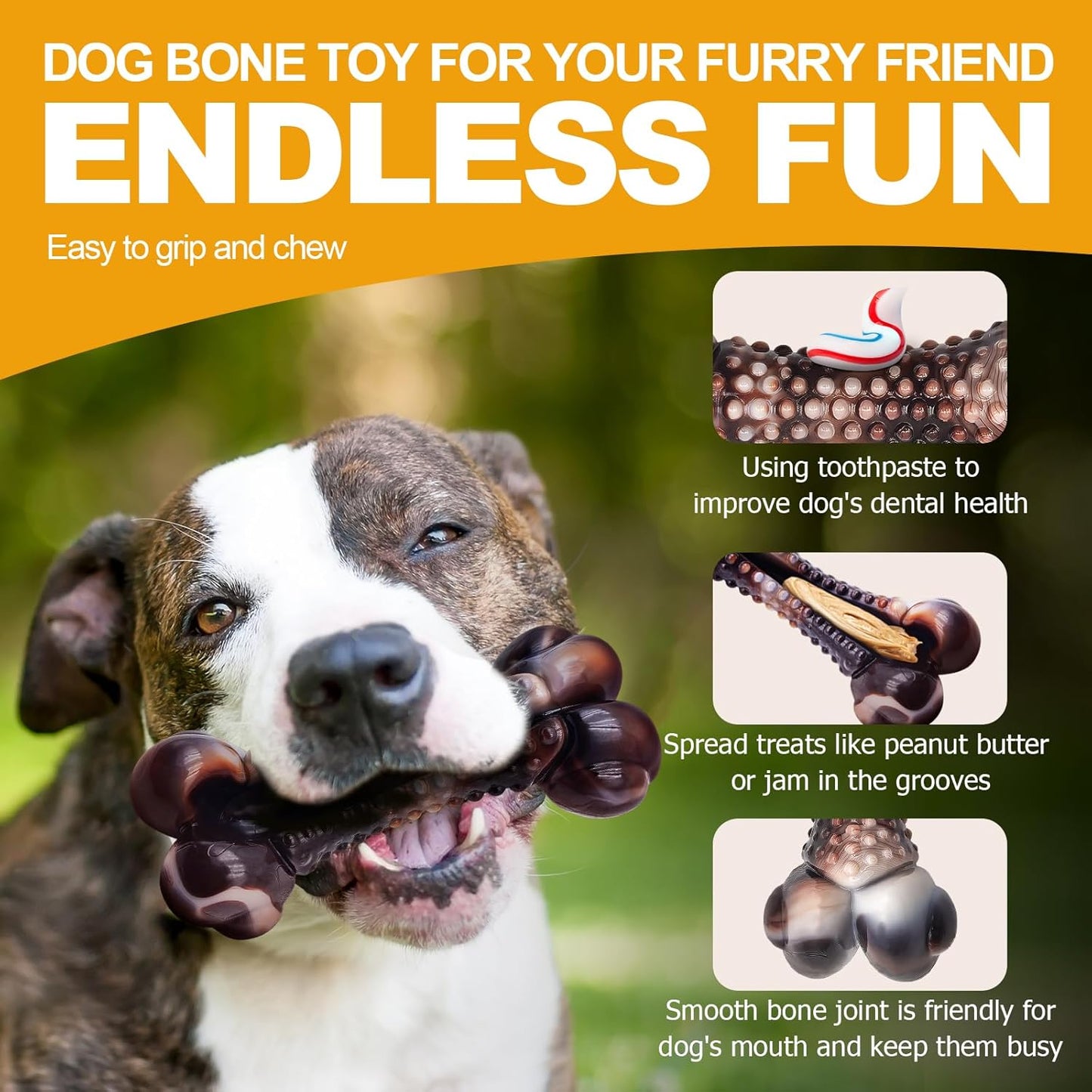 Dog Chew Toys for Aggressive Chewers, 2Pack Large Indestructible Dogs Bone Toy for Small Medium Breeds, Durable Tough Nylon Dog Chew Toys To Keep Them Busy, Puppy Teething Toy Bone, Beef&Bacon Flavor