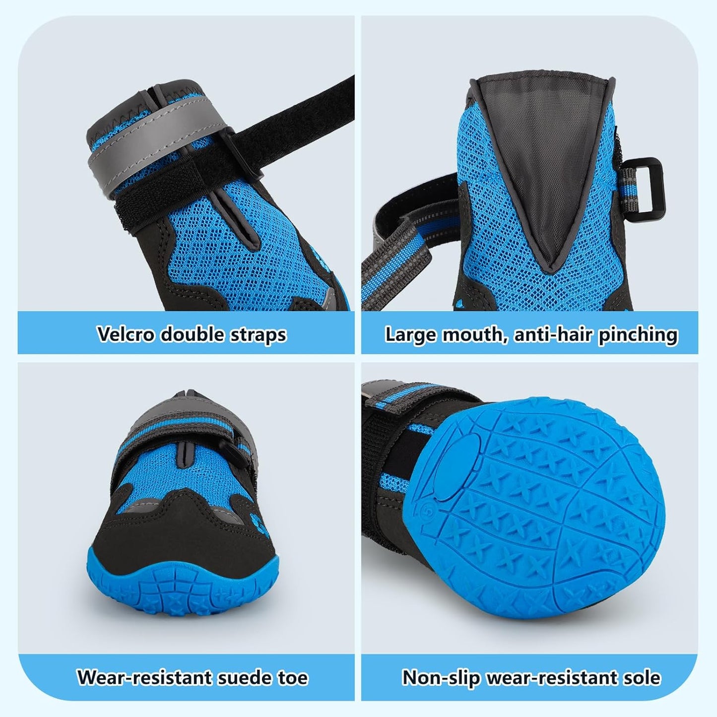 Dog Shoes for Large Medium Small Dog, Mesh Breathable Dog Shoes for Hot Pavement, Anti-Slip Dogs Boots Paw Protectors with Reflective for Outdoor Walking Indoor Hardfloors (Size 2)
