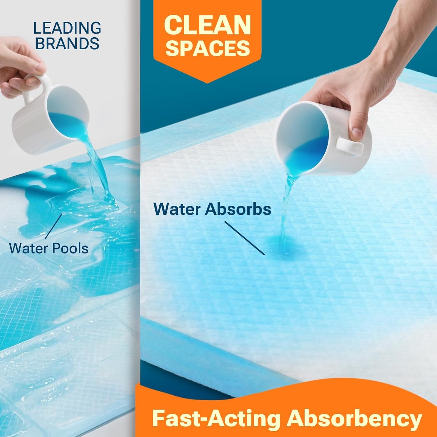 100 Count Super Absorbency Puppy Pads 22"x 22", Leakproof Quick Drying Dog Training Pee Pads, Puppy Pee Pads, Disposable Underpads Changing Pads for Baby, Puppy and Adults