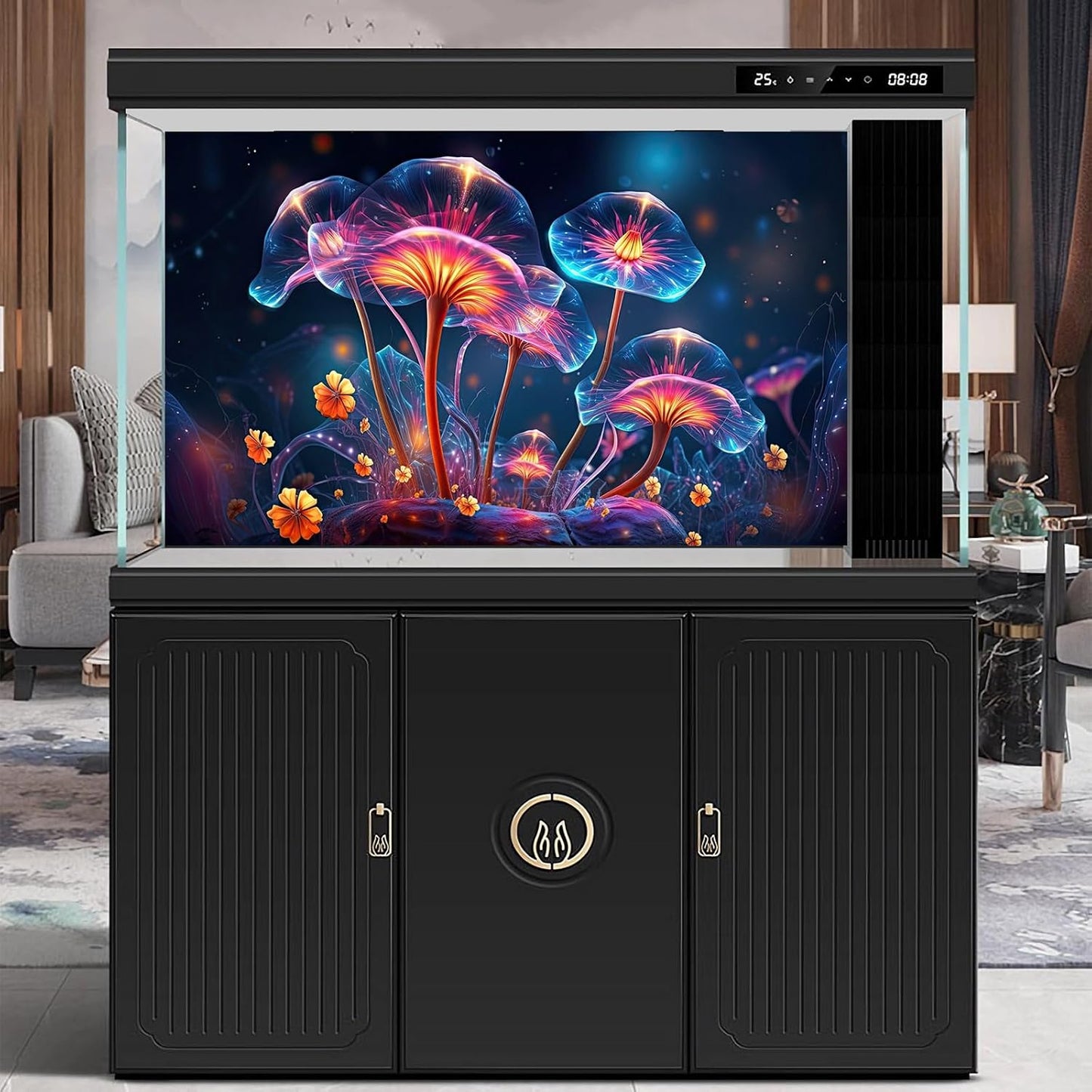 Flower Aquarium Background Modern Style Bluebell Blooming Flower Floral Design Terrarium Background Mysterious Elegant Glowing Fantasy Flower Fish Tank Backdrop Poster Decorations Vinyl 24x16in