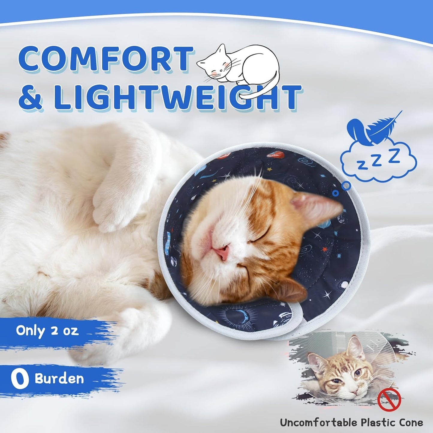 Cat Cone Collar Soft to Stop Licking, Adjustable, Foldable Lightweight Kitten Cones After Surgery Recovery for Cats & Kittens, Cat Cone Alternative (Grey, S)