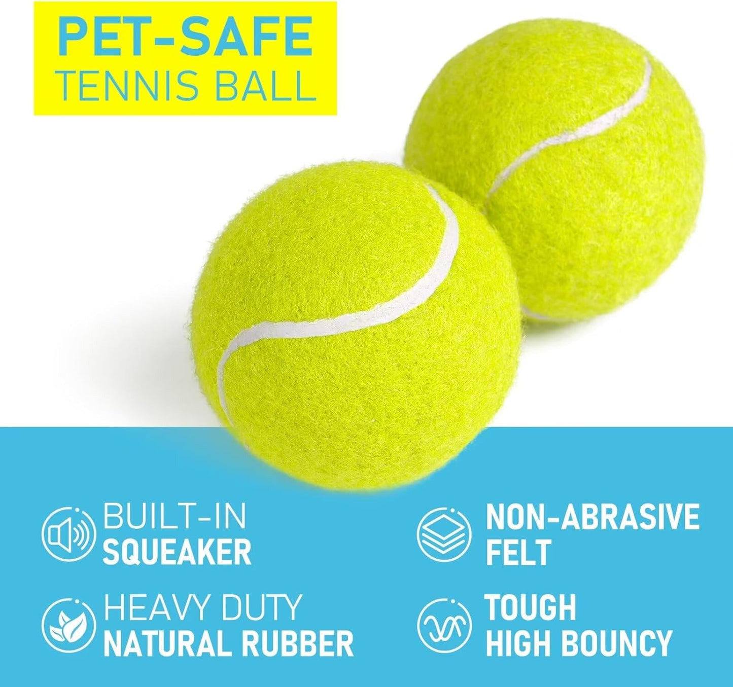 Prime Pets Tennis Balls for Dogs, 2.5 Inch Thick Bouncy Dog Ball, Interactive Dog Toys for Indoor Outdoor, Fetch Balls for Medium, Large Dogs