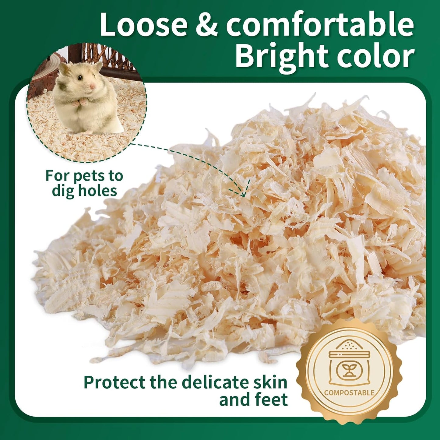 18oz Natural Aspen Wood Pet Bedding – Low Dust, Odor Control & Ultra Absorbent Shavings for Hamsters, Parrots, Guinea Pigs & Small Animals