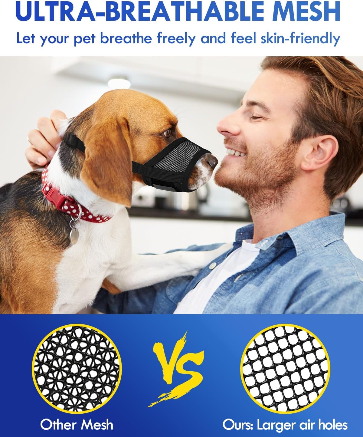 Dog Muzzle, Soft Air Mesh Muzzle for Small Medium Large Dogs Anti Biting Barking Chewing, Breathable Drinkable Adjustable Loop Pets Muzzle for German Shepherd Husky Labrador Retriever (Black,XL)