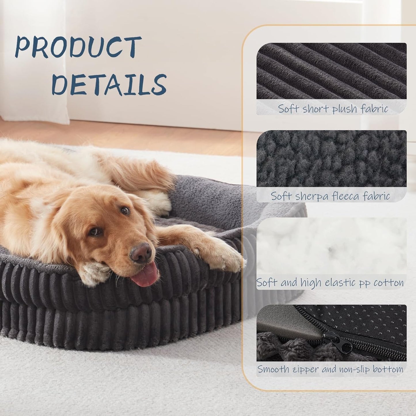 Orthopedic Dog Bed for Puppy,Extra Small Dogs Breeds,Oval Cat Bed,High Density Egg Crate Foam Dog Sofa Beds,Pet Couch Bed with Four Sided Bolster,Removable Washable Cover&Non-Slip Bottom
