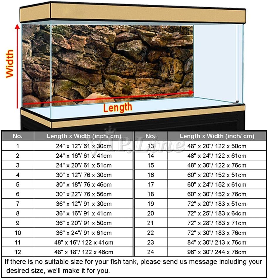 Rock Wall Aquarium Background Poster PVC Fish Tank Decor Landscape 24 36 48 72 (24" x 20"/ 61 x 51cm)