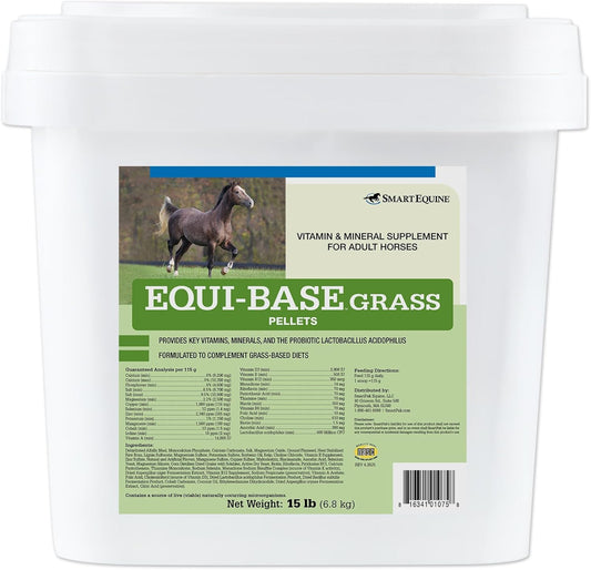 Uckele by SmartEquine EquiBase Grass Pellets | Horse Vitamins & Minerals Supplement | Forage Balancer | Horses in Light to Moderate Work | 15 lb Bucket