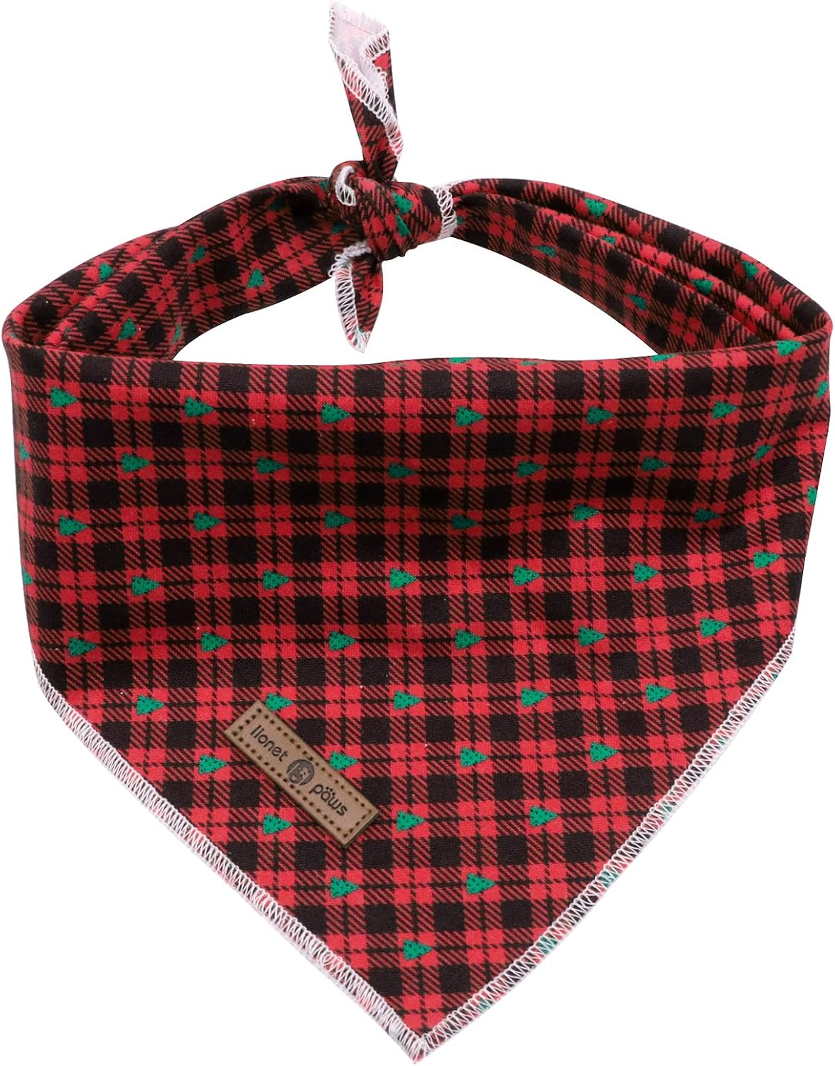 Lionet Paws Christmas Dog Bandana 1PC Pet Red Tree Dog Bandana Washable Reversible Cotton Boy Bibs Scarf, Adjustable Square Dogs Kerchief for Small to Large Dog