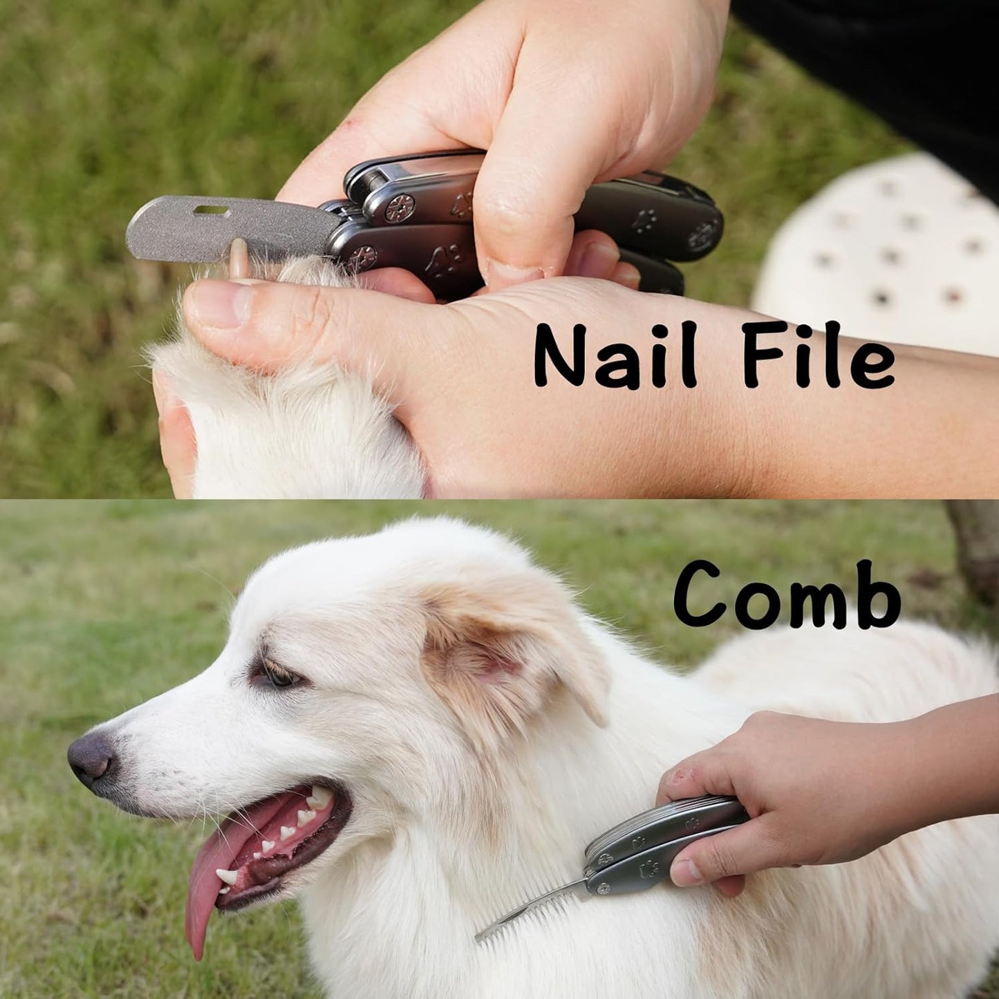【2025 Quiet Design】 Dog Nail Clippers for Sensitive Dogs, Sharp Smoothest Nail Clippers for Large Medium Small Dog with Nail File & Comb, Cut Through Thick Nail in One Squeeze, Heavy Duty