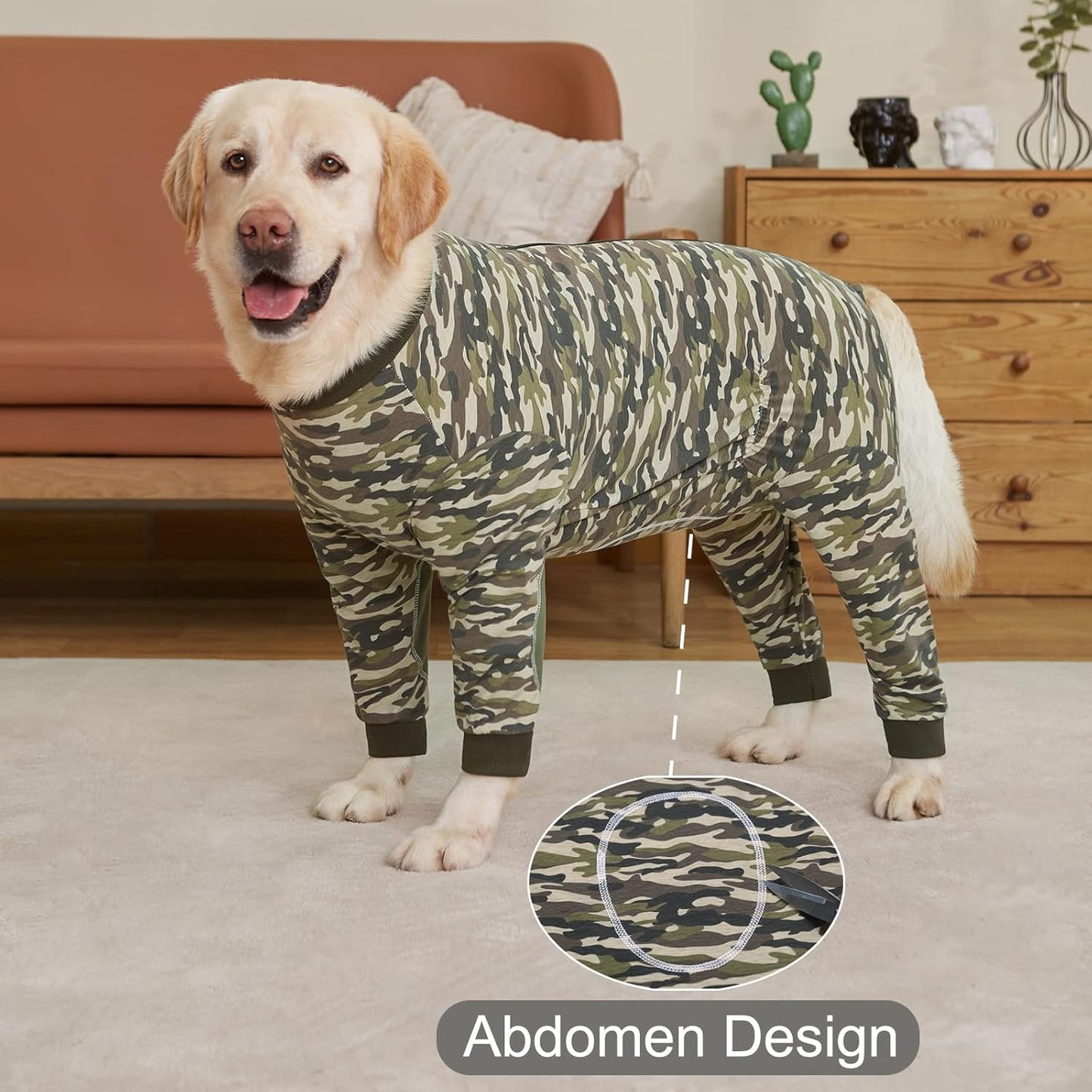 Yeapeeto Dog Onesie Surgery Recovery Suit for Large Medium Bodysuit Dogs Pajamas PJS Full Body for Shedding, Prevent Licking, Wound Protection, Cone Alternative (2XL, Camo)