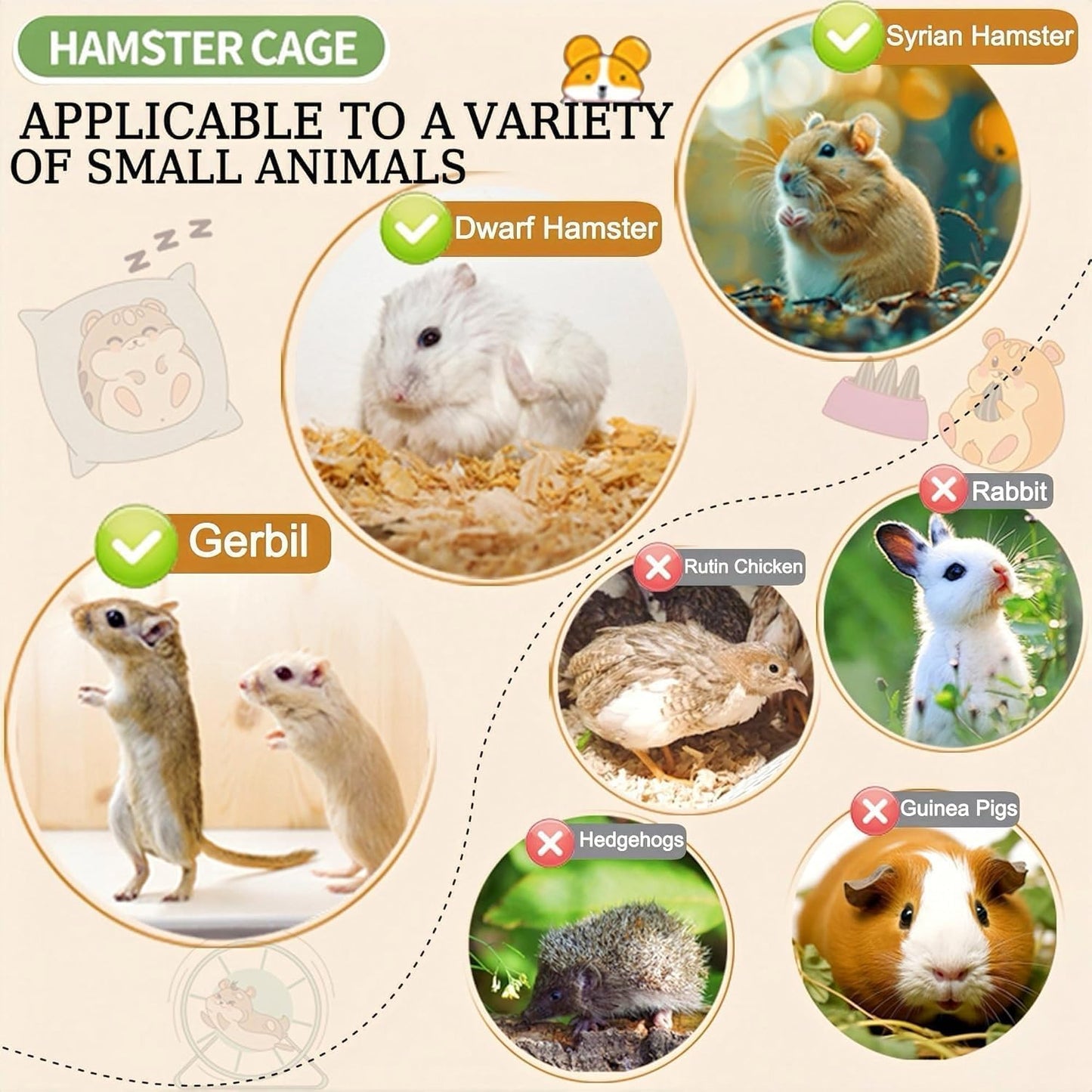 17 in 1 Clear Acrylic Hamster Cage with All Accessories,13.5''L* 10''W* 21''H Dwarf Hamster Cage,Magnetic Connection Small Hamster Enclosure,Garden Style Wooden Mouse Cage for Pet Mice(3-Layer,Pink)