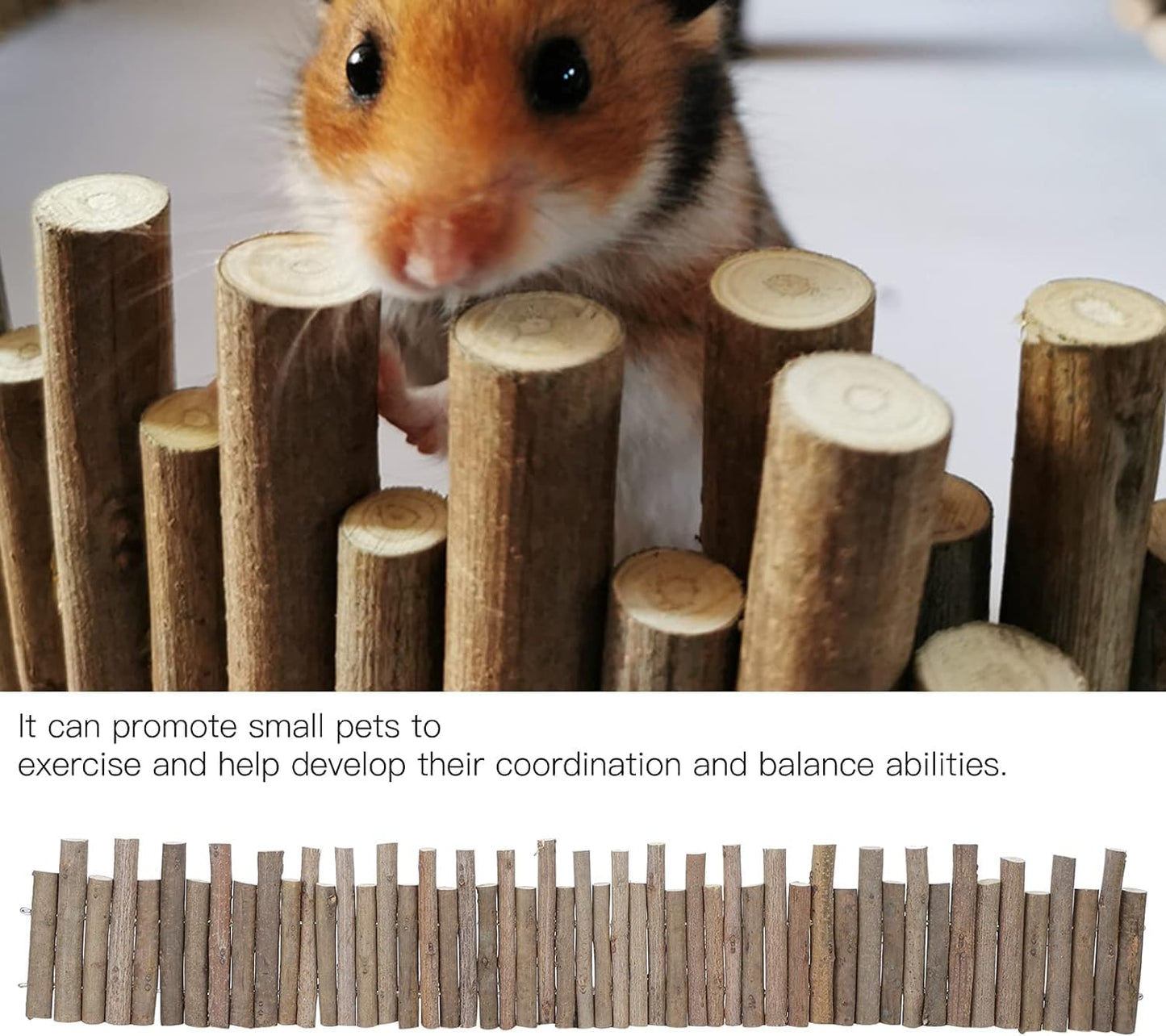 Flexible Wooden Bridge, Hamster Fence & Platforms - 23.6In Accessories