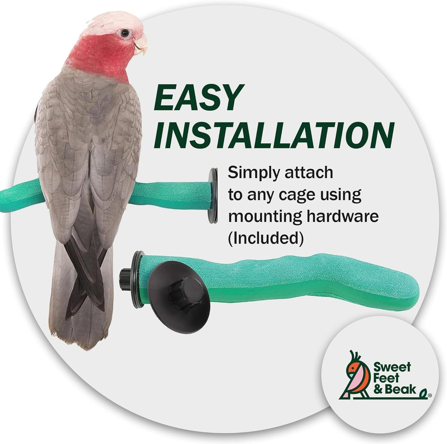 Sweet Feet & Beak Safety Pumice Bird Perch, X-Small 1/2" X 6", Purple - Lightweight Grinding Bird Perches for Cage - Bird Nail Trimming Perch for Healthy Beak & Feet - Multi-Size & Color Parrot Stand