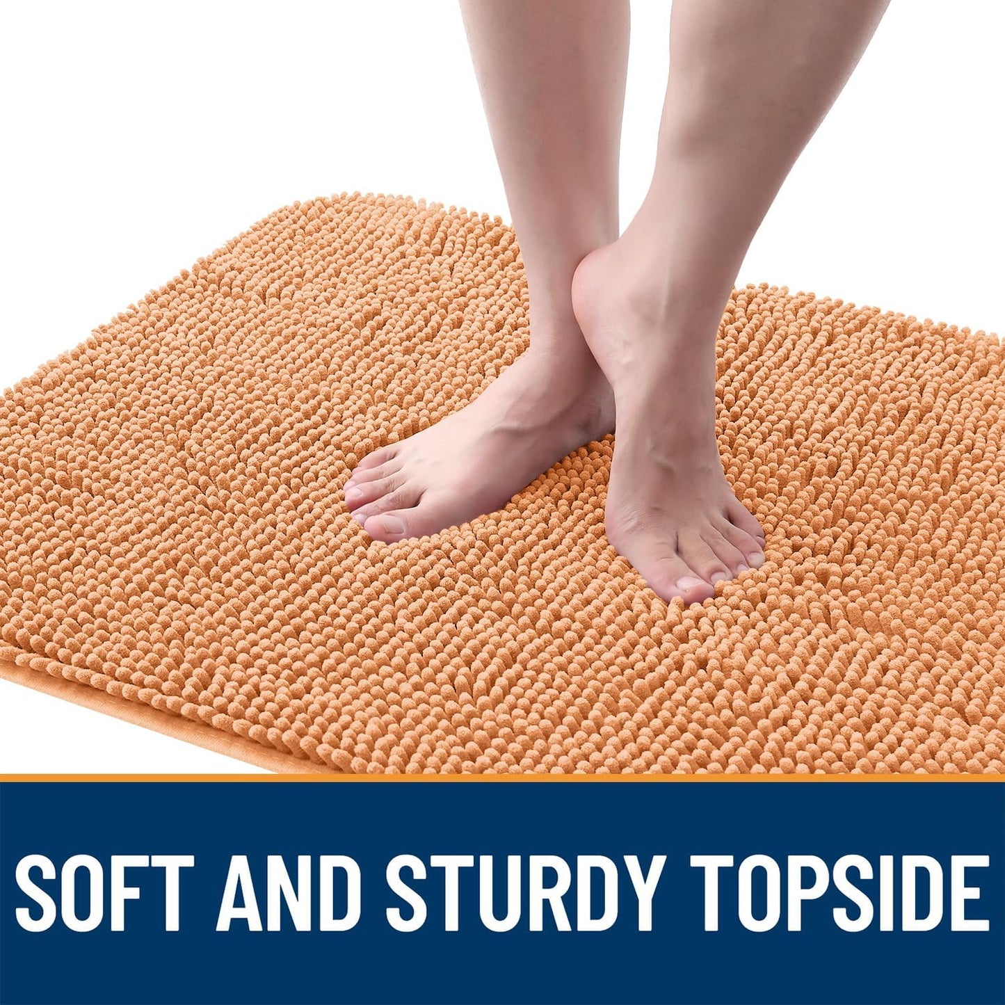 OLANLY Dog Door Mat for Muddy Paws 59x20, Absorbs Moisture and Dirt, Absorbent Non-Slip Washable Doormat, Quick Dry Chenille Mud Mat for Dogs, Entry Indoor Entryway Carpet for Inside Floor, Orange