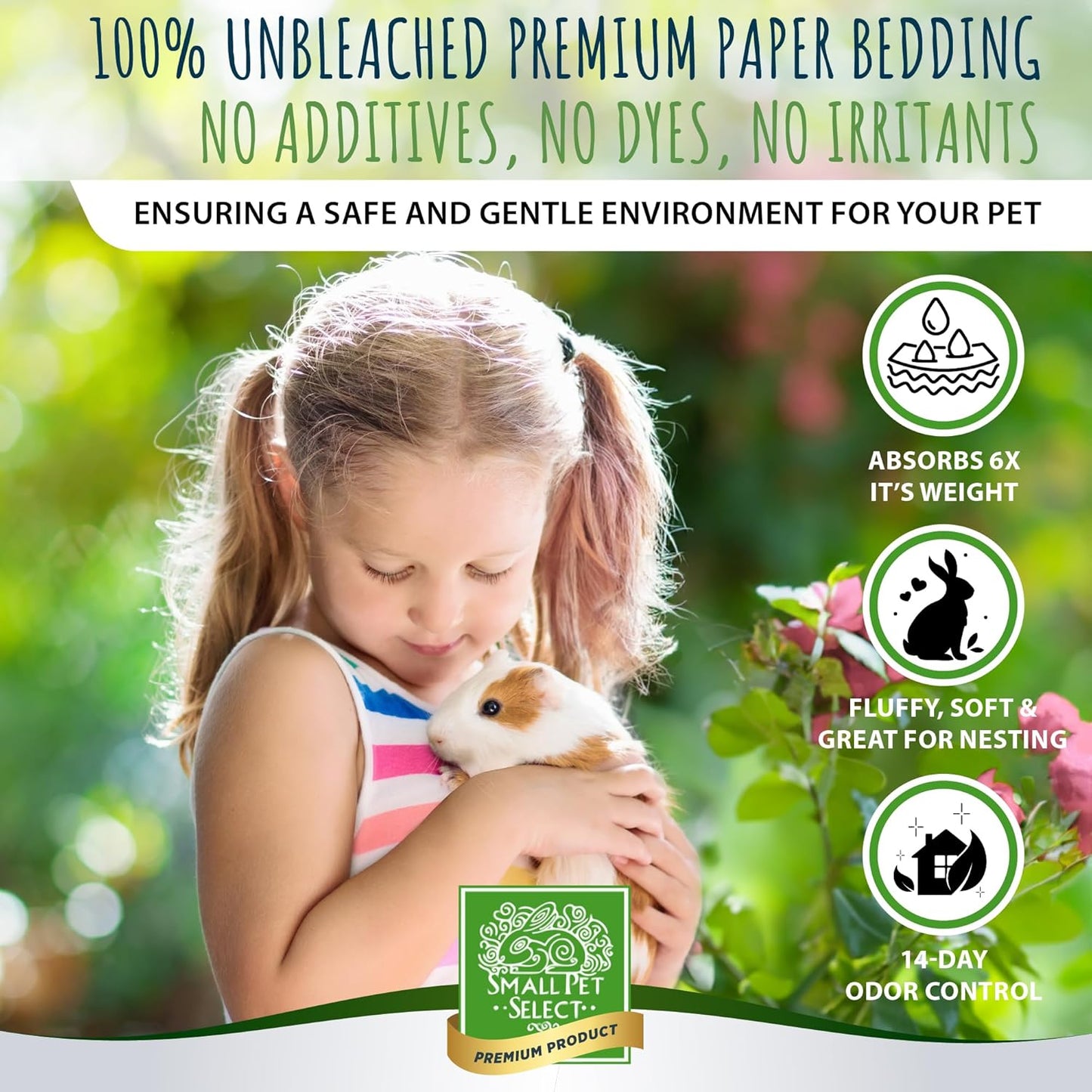 Small Pet Select - Natural Paper Bedding with Real Rose Petals. Rabbits, Guinea Pigs, and Other Small Animals, 56L