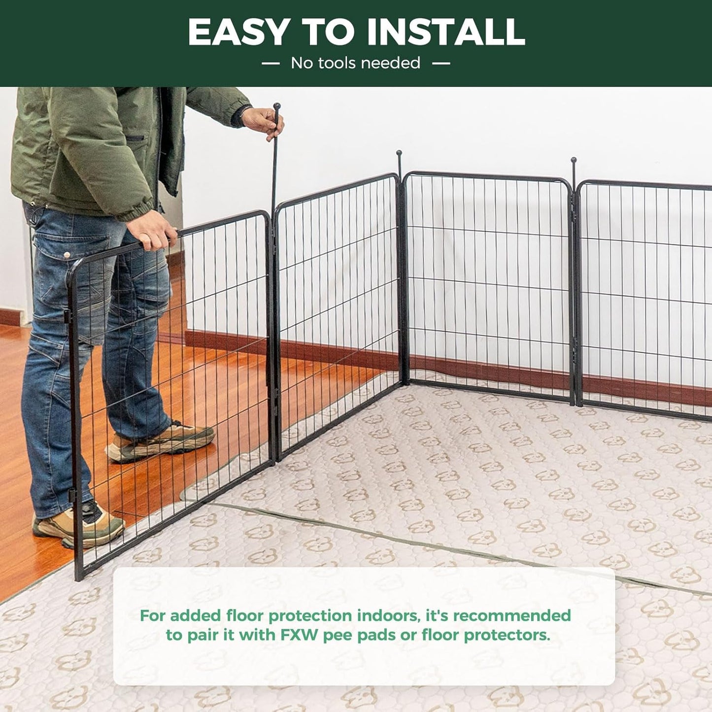 FXW Rollick Unleashed Dog Playpen for Indoor, Yard, RV Camping, 32 inch 16 Panels for Small and Medium Dogs, Black│Patented